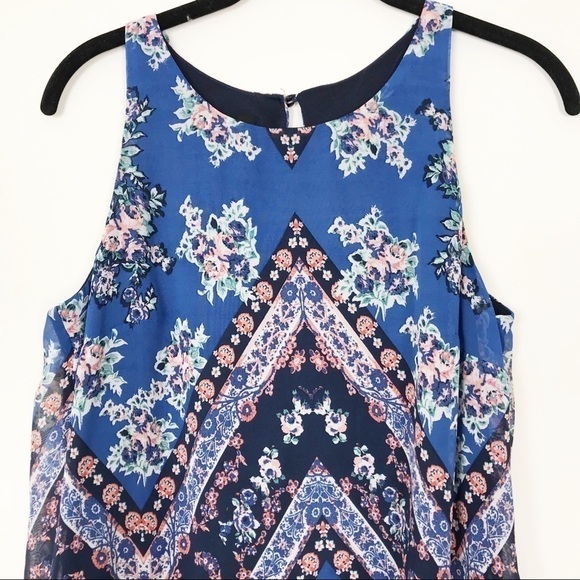 Blue Floral Lightweight Shift Dress Medium - Picture 3 of 7